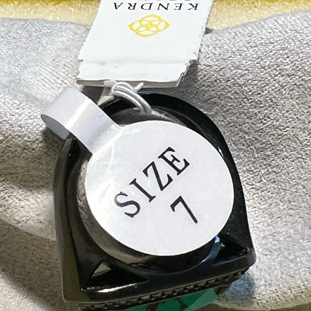 NWT Kendra Scott Arielle Ring Variegated Turquoise & Gunmetal SUPER RARE Perfect - Picture 10 of 14